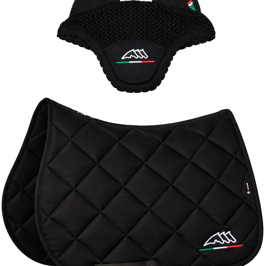 Equiline Set Zadeldek en vliegenmuts Rombo Logo IT Zwart full