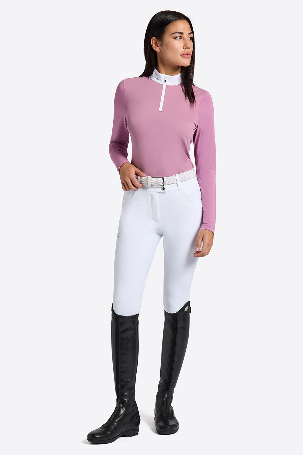 RG Maillot de compétition en jersey micro-perforé à manches longues pour femmes Rose