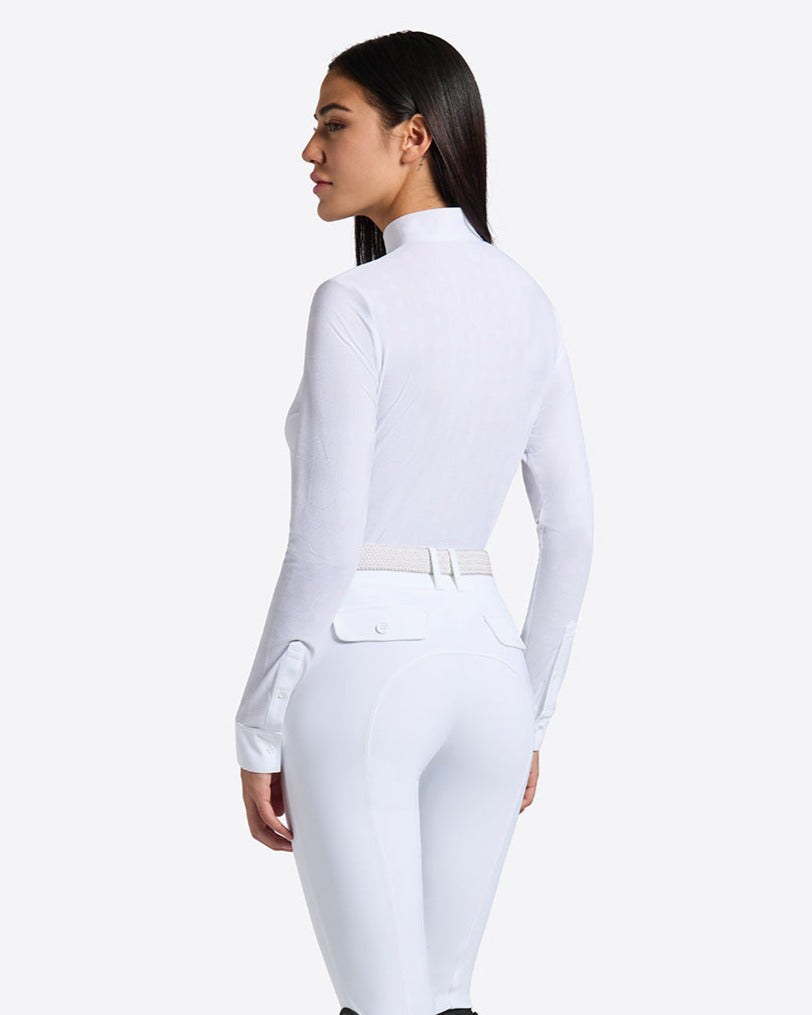 RG wedstrijdshirt Jacquard lange mouw dames Wit