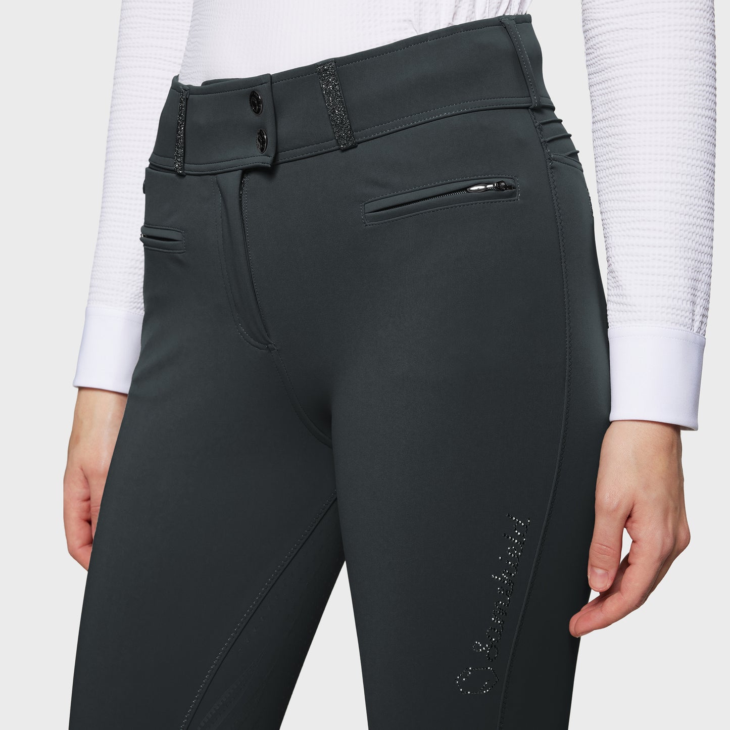 Samshield Pantalon d'équitation Full Grip Femme Claranova Taille Extra Haute Nuit Sombre