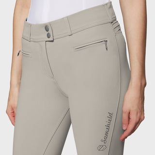 Samshield  Pantalon d'équitation Knee Grip Femme Clara à pois métalliques et bande haute Beige