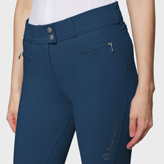 Samshield  Pantalon d'équitation Knee Grip Femme Clara à pois métalliques et bande haute Celestial blue