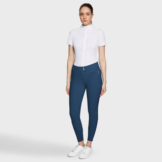 Samshield  Pantalon d'équitation Knee Grip Femme Clara à pois métalliques et bande haute Celestial blue