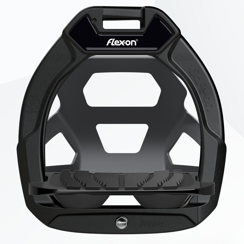 Flex-on Safe-on Composite veiligheids stijgbeugels junior Zwart met cage