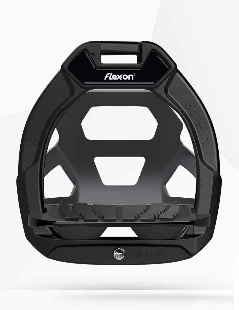 Flex-on Safe-on Composite veiligheids stijgbeugels junior Zwart met cage