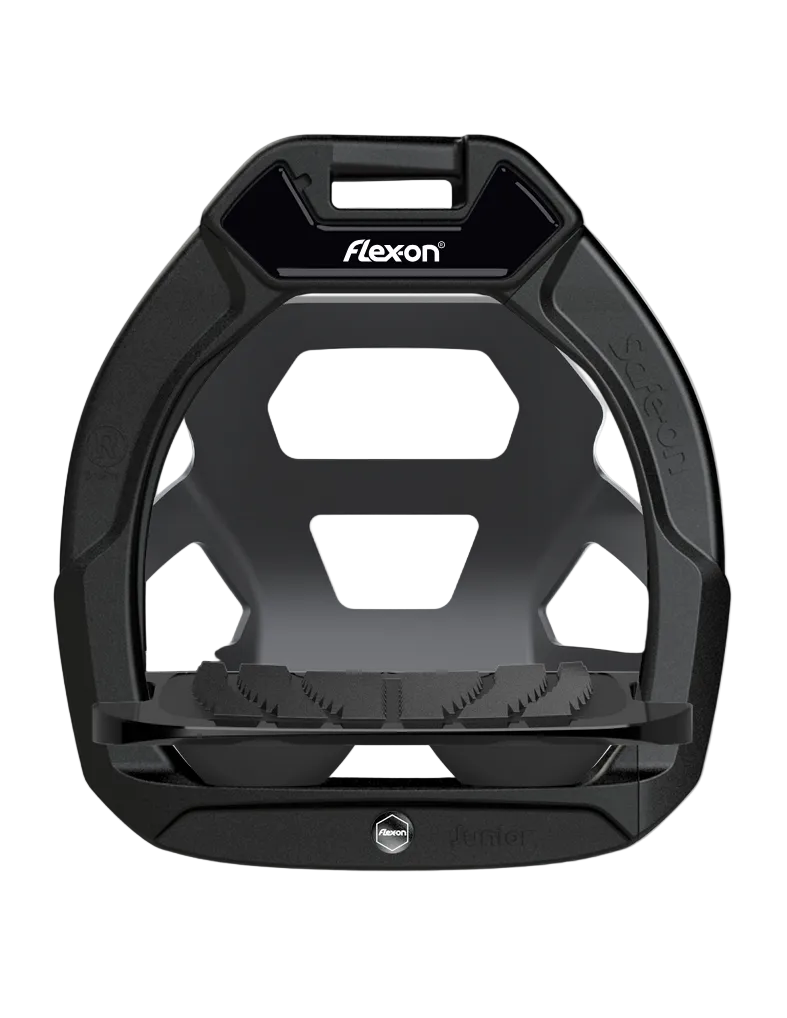 Flex-on Safe-on Composite veiligheids stijgbeugels junior Zwart met cage