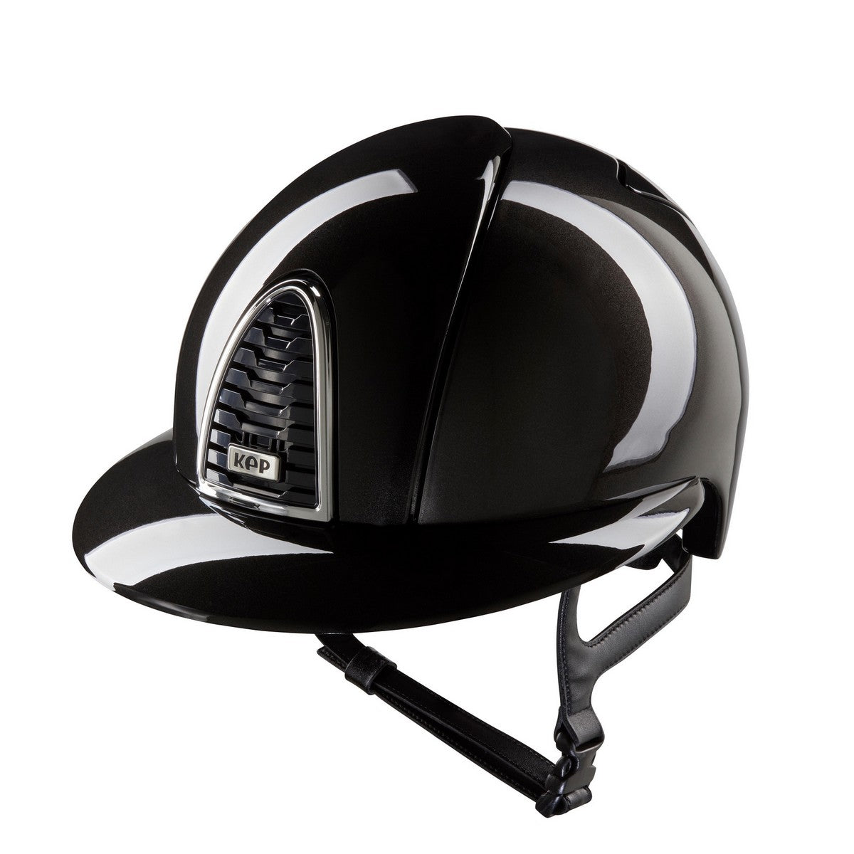 Kep Italia Paardrijhelm Cromo 2.0 Shine Polo Klep Zwart Chrome Frame Zwart