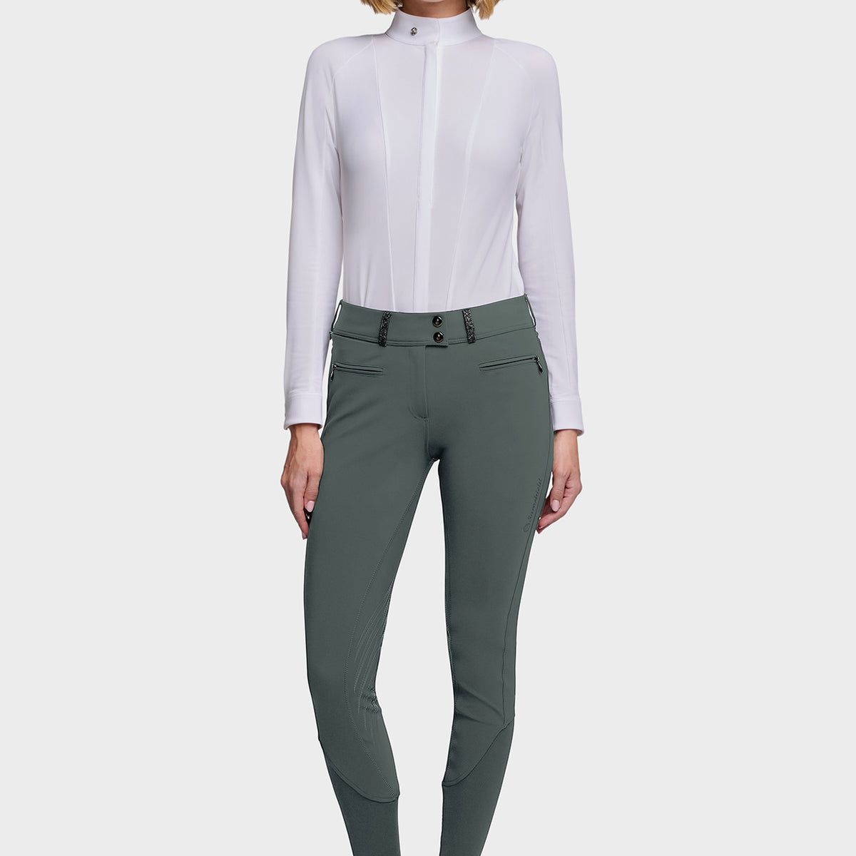 Samshield Pantalon d'Équitation Grip Genoux Femme Chloe Crystal Dark Forest