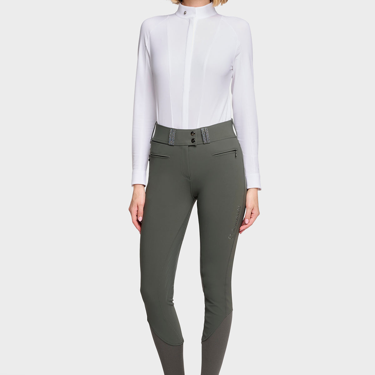 Samshield Pantalon d'Équitation Full Grip Femme Claranova Taille Extra Haute Dark Forest