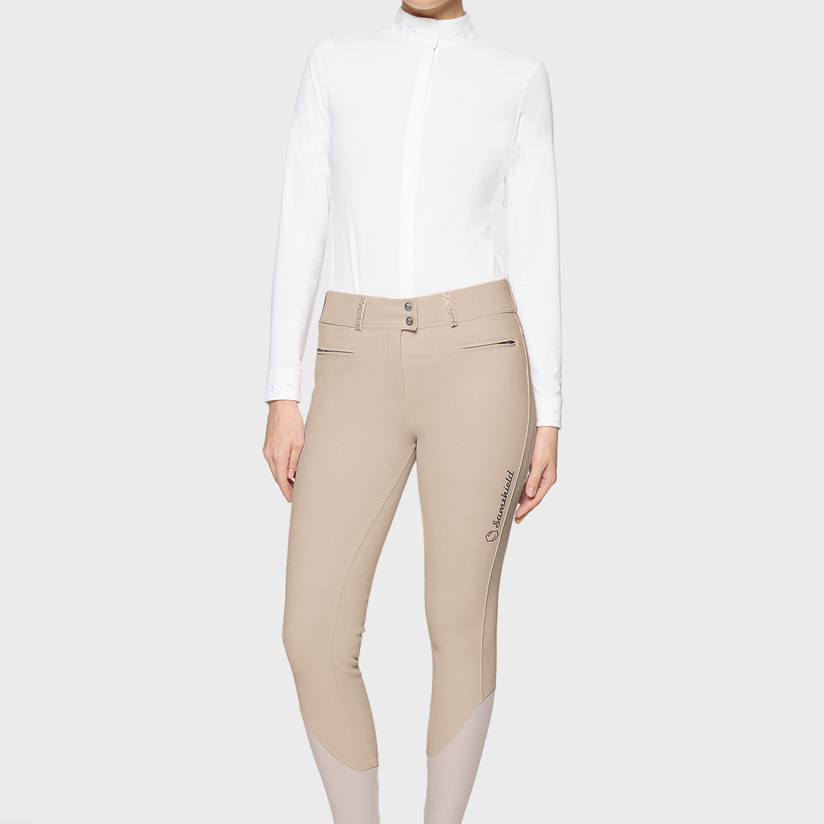 Samshield Pantalon d'Équitation Full Grip Femme Clara Crystal Fabric Sand