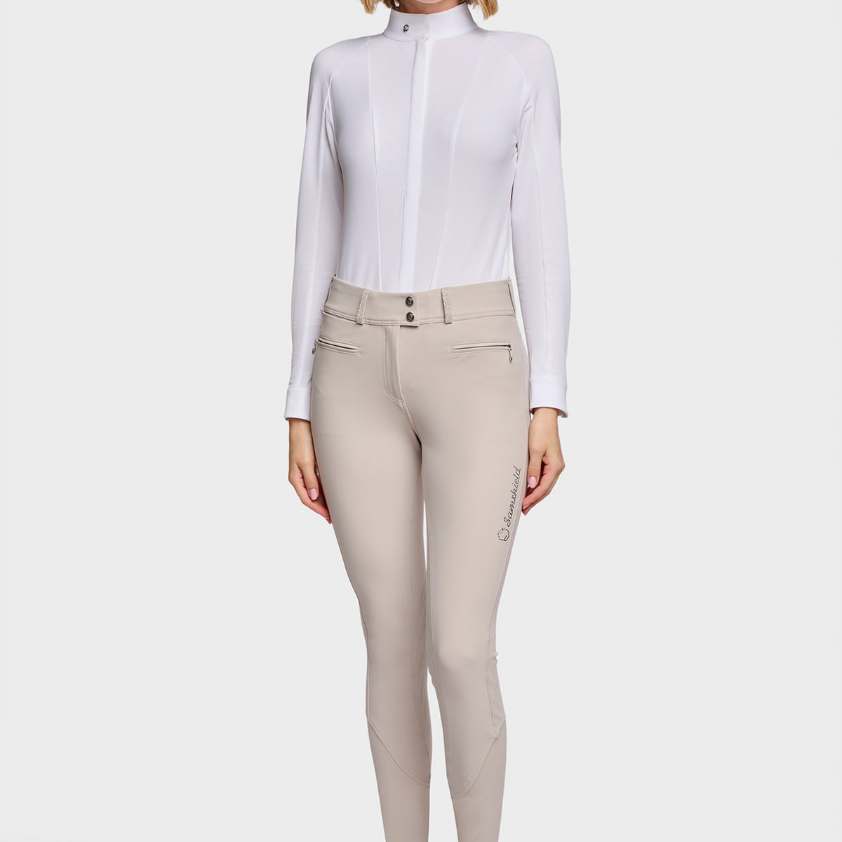 Samshield Pantalon d'Équitation Grip Genoux Femme Clara Crystal Fabric Beige