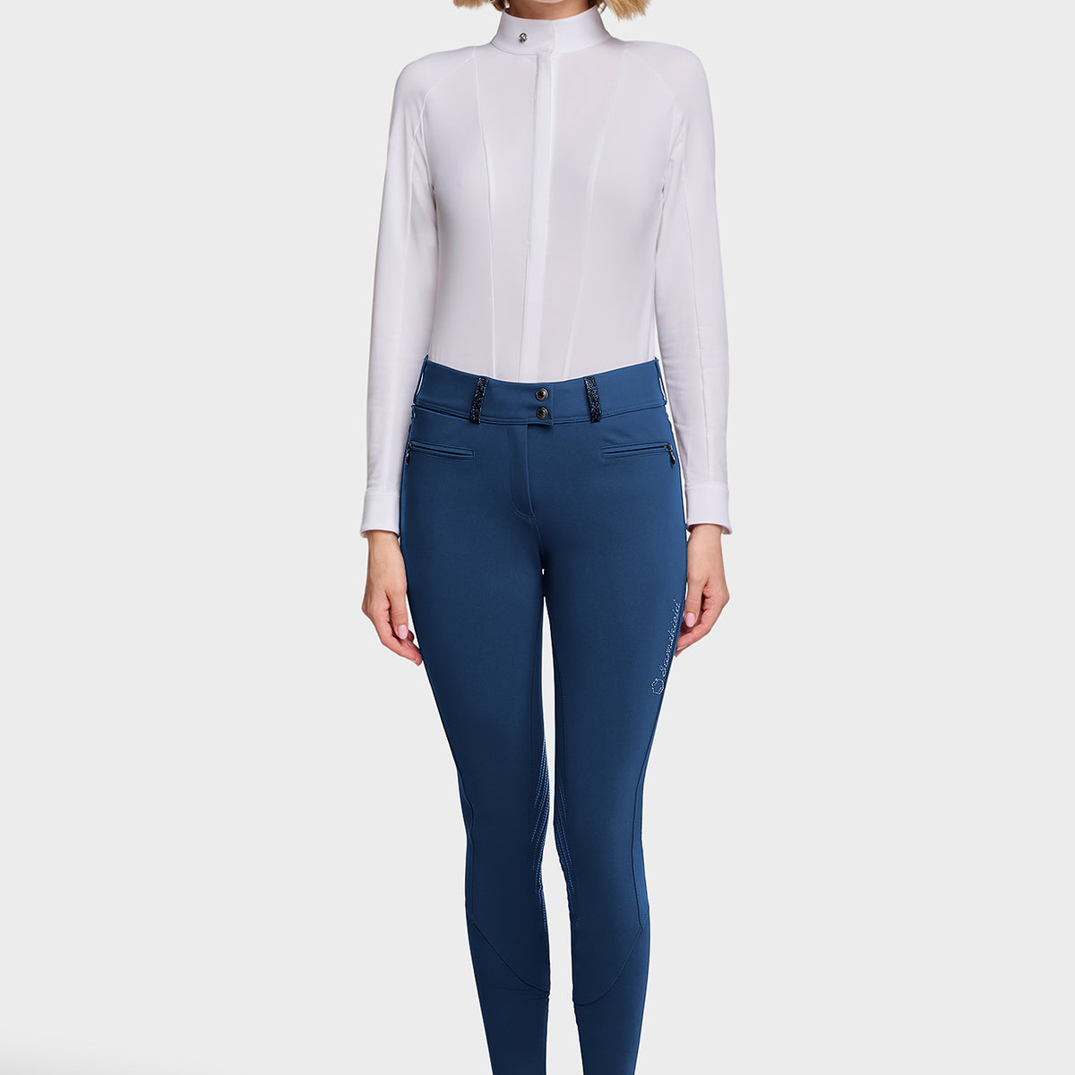 Samshield Pantalon d'Équitation Grip Genoux Femme Clara Crystal Fabric Cosmic Blue