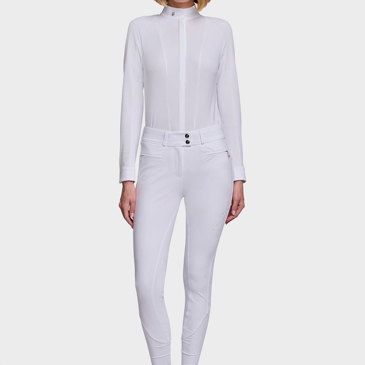 Samshield Pantalon d'Équitation Full Grip Femme Clara Floral Blanc