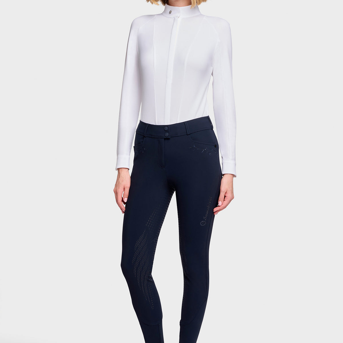 Samshield Pantalon d'Équitation Full Grip Femme Delice Floral Navy