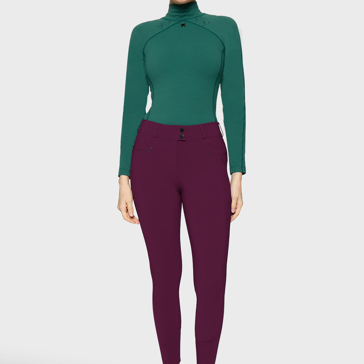 Samshield Pantalon d'Équitation Grip Genoux Femme Delice Floral Plum