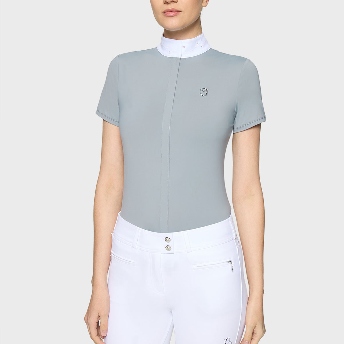Samshield Polo de Concours Manches Courtes Femme Rosaline Gris