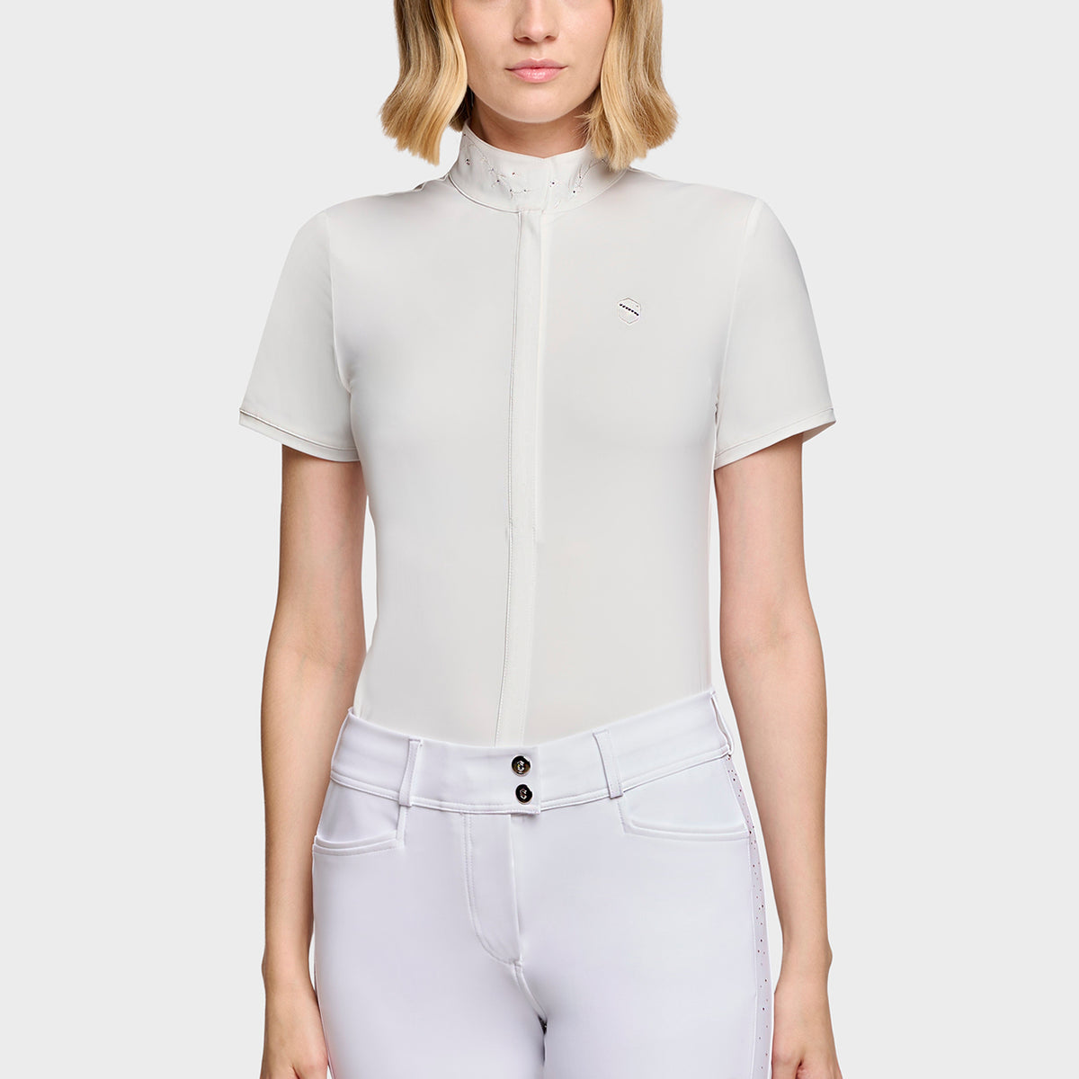 Samshield Polo de Concours Manches Courtes Femme Rosaline Blanc