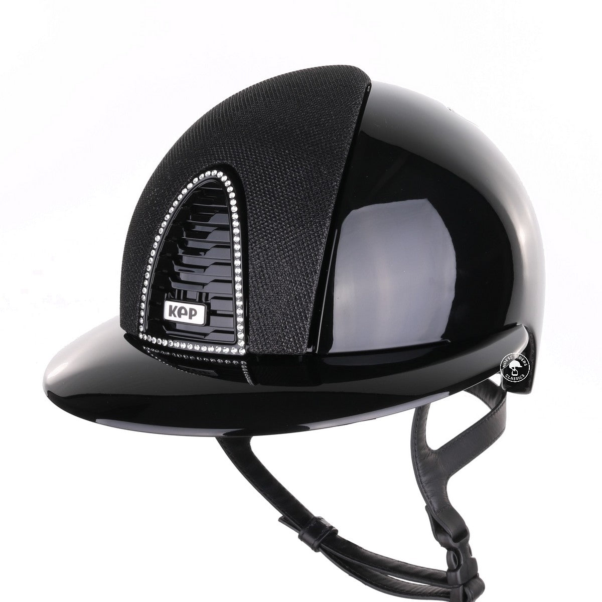 Kep Italia Paardrijhelm Cromo 2.0 Polish Polo Klep Zwart Swarovski Frame Luminor insert Zwart