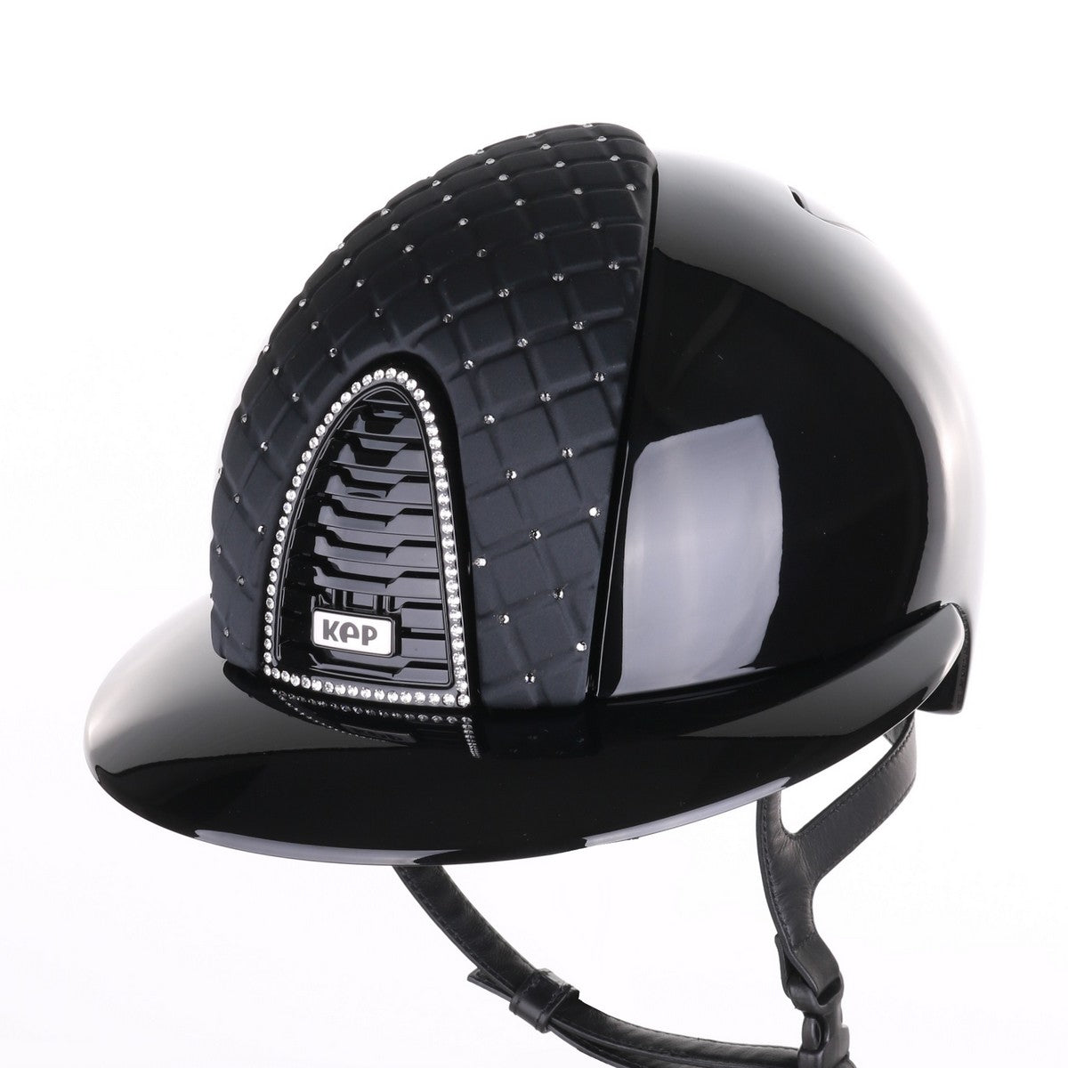 Kep Italia Paardrijhelm Cromo 2.0 Polish Polo Klep Zwart Swarovski Frame Milano Black Cross SN insert Zwart