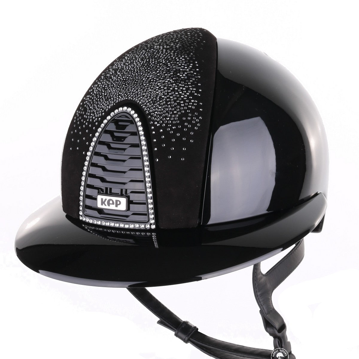 Kep Italia Paardrijhelm Cromo 2.0 Polish Polo Klep Zwart Swarovski Frame Shaded Silver insert Zwart