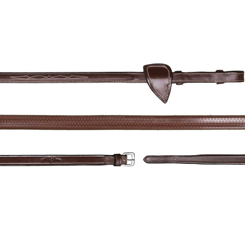 Dyon US Collection rênes en caoutchouc étroites (13 mm) marron