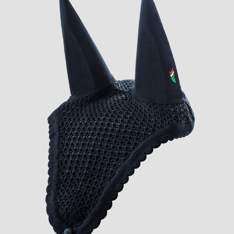 Equiline vliegenmuts extra lang Loop 3 horse logo blauw Donkerblauw Full