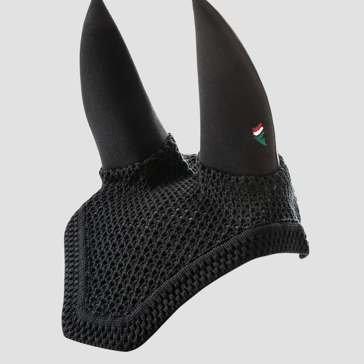 Equiline vliegenmuts geluiddempend vierkant Dave 3 horse logo zwart Zwart