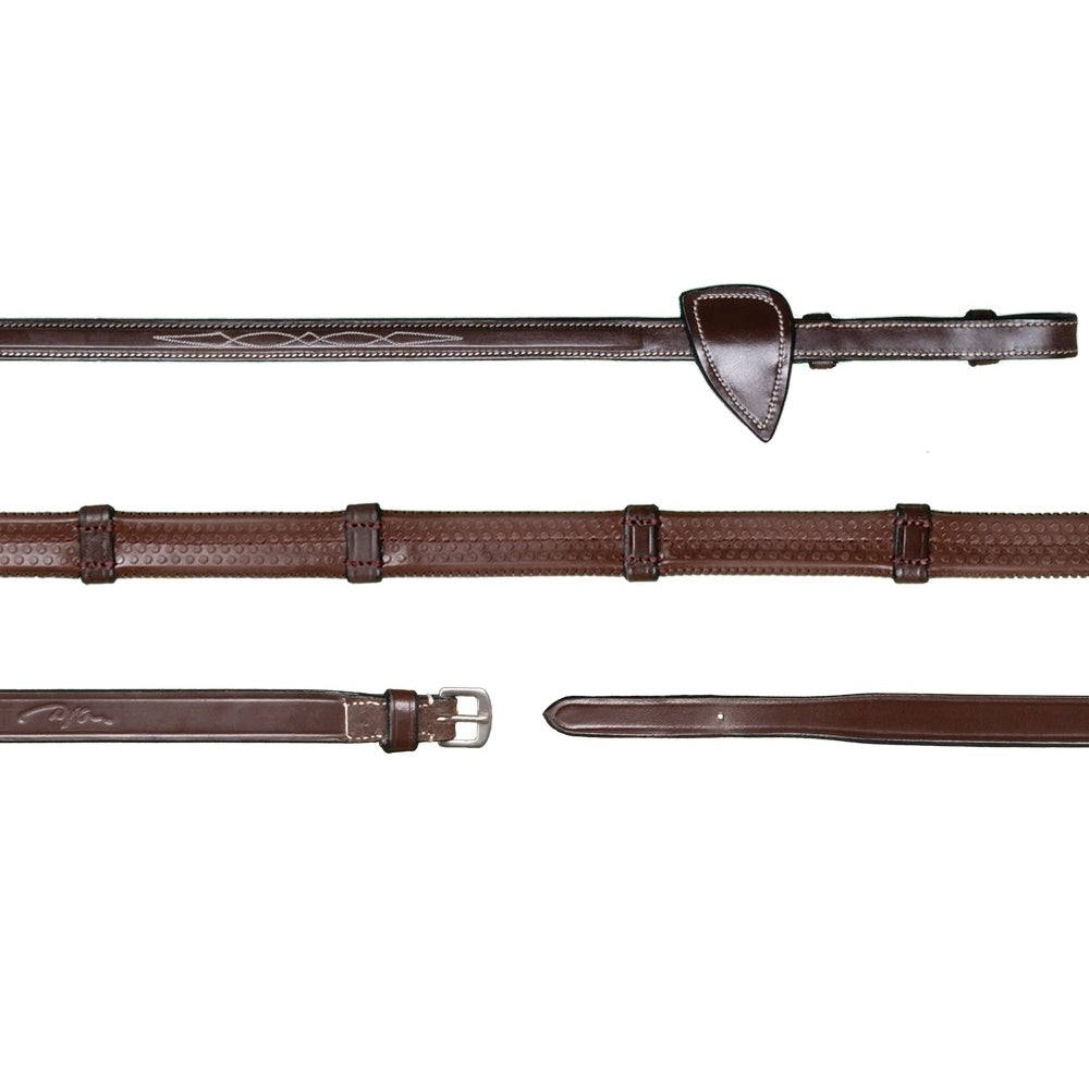 Collection Dyon US rênes en caoutchouc avec arrêts en cuir étroits (13 mm) marron