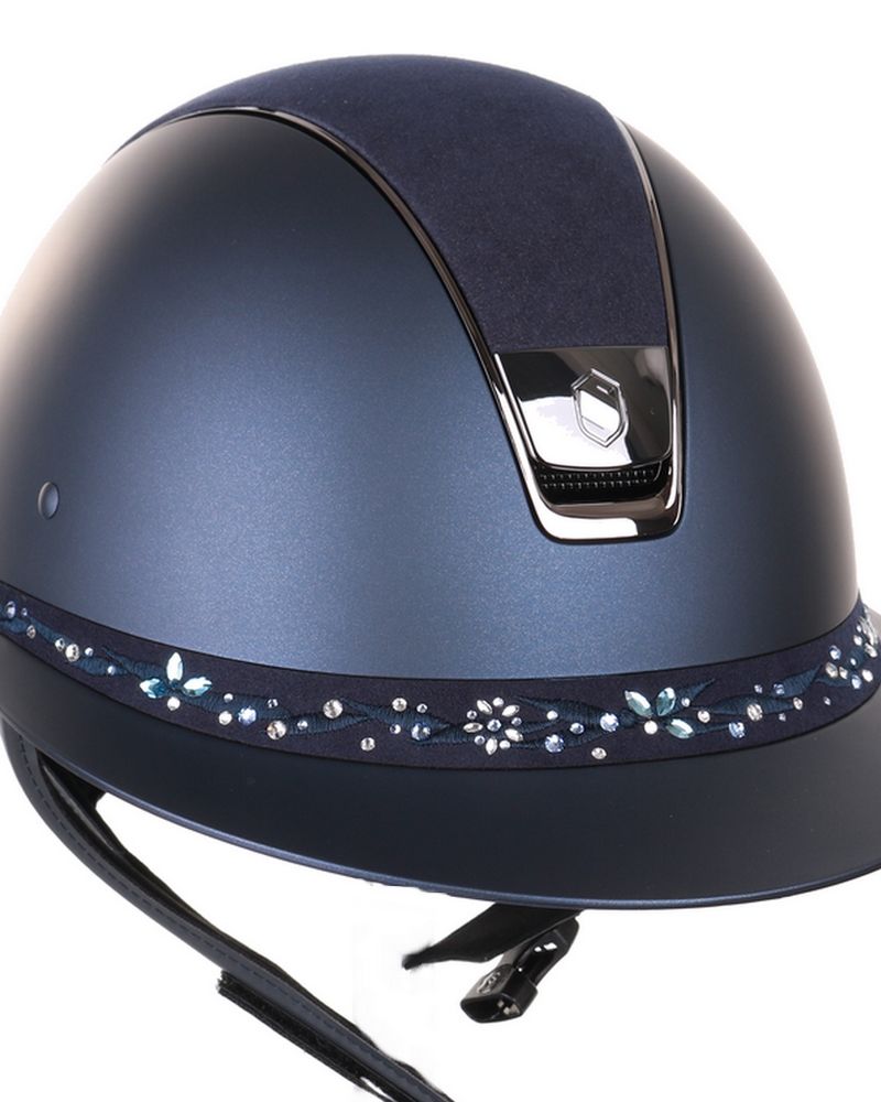 Samshield 2.0 Casque d'équitation Miss Shield Flower Bijoux Swarovski Bande frontale Marine