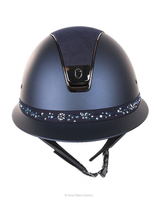 Samshield 2.0 Casque d'équitation Miss Shield Flower Bijoux Swarovski Bande frontale Marine