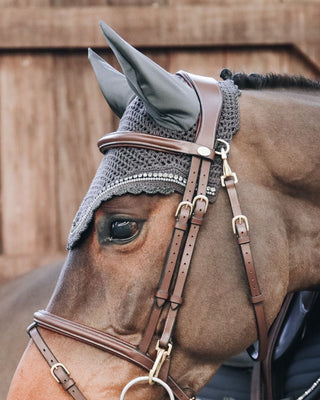 Kentucky Horsewear Bonnet anti-mouches Long Stone & Pearl gris