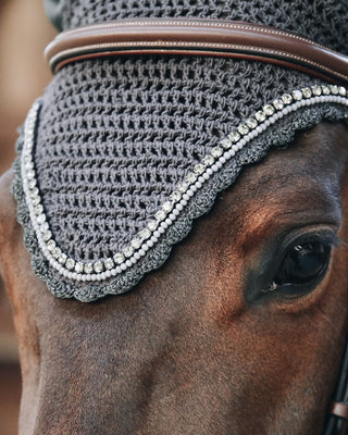 Kentucky Horsewear Bonnet anti-mouches Long Stone & Pearl gris