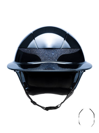 Casque d'équitation Equiline Xanto avec visière soleil Gloss Swarovski Bleu