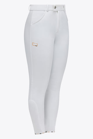 Pantalon d'équitation RG avec grip aux genoux junior blanc