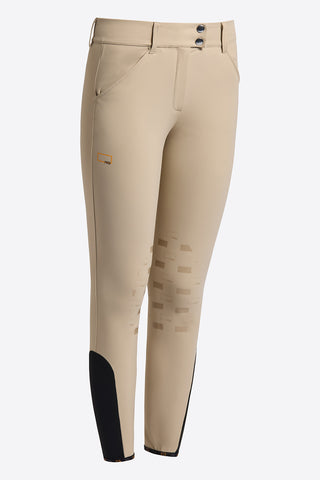 Pantalon d'équitation pour femmes avec grip aux genoux et taille haute Beige