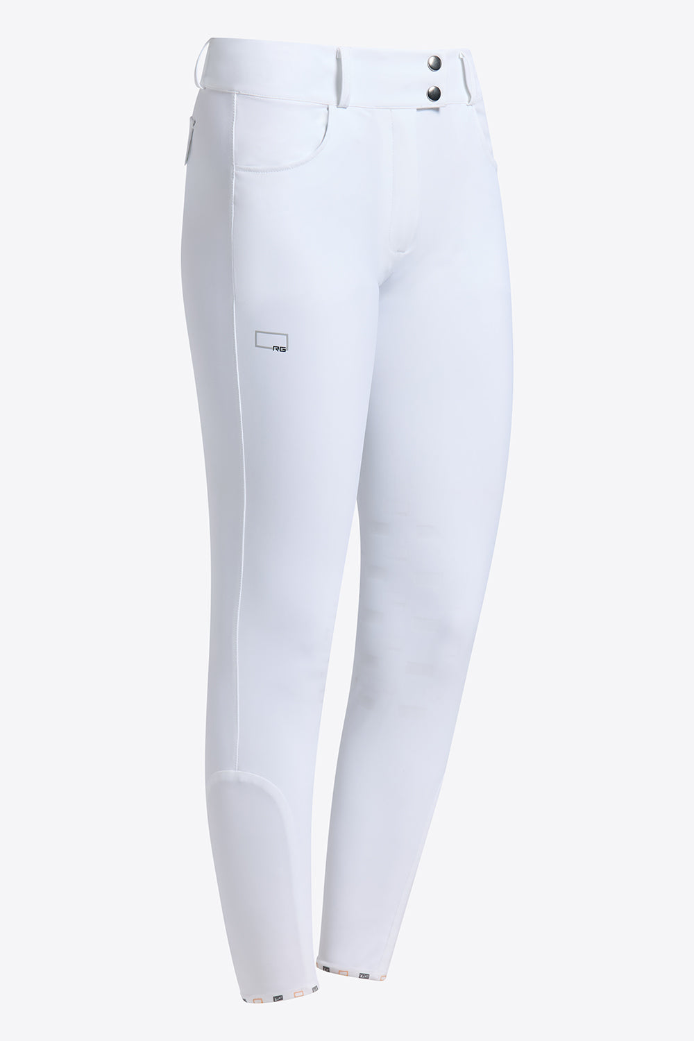 Pantalon d'équitation pour femmes avec grip aux genoux et taille haute blanc