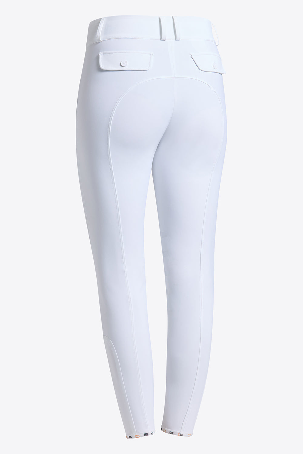 Pantalon d'équitation RG pour femmes avec grip aux genoux, taille haute, poches à rabat blanches