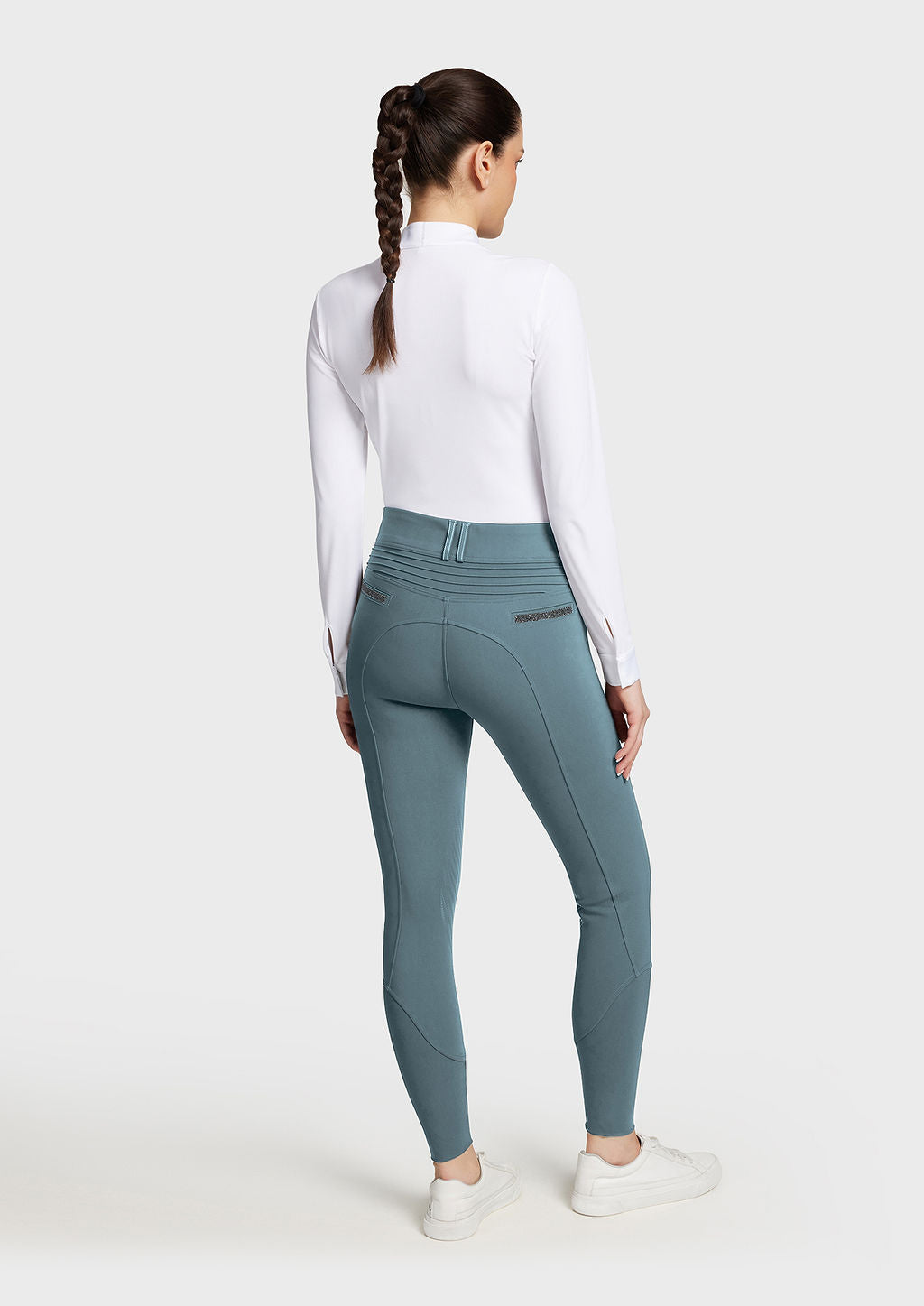 Pantalon d'équitation Samshield à grip genoux pour femmes Clara taille haute Mer orageuse