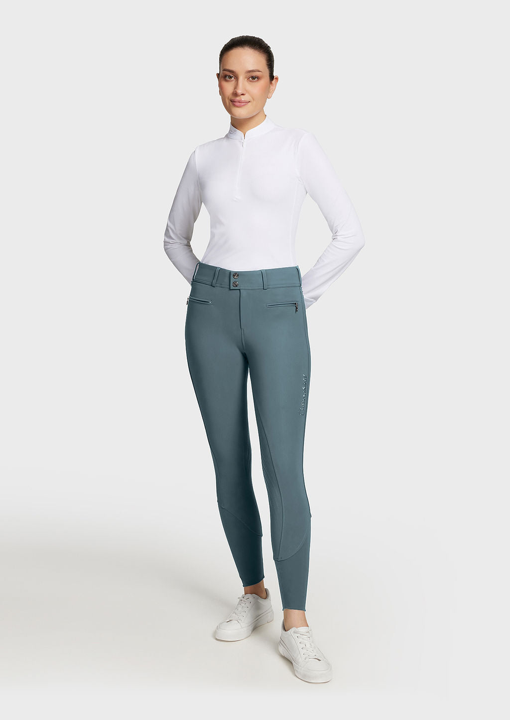 Pantalon d'équitation Samshield à grip genoux pour femmes Clara taille haute Mer orageuse