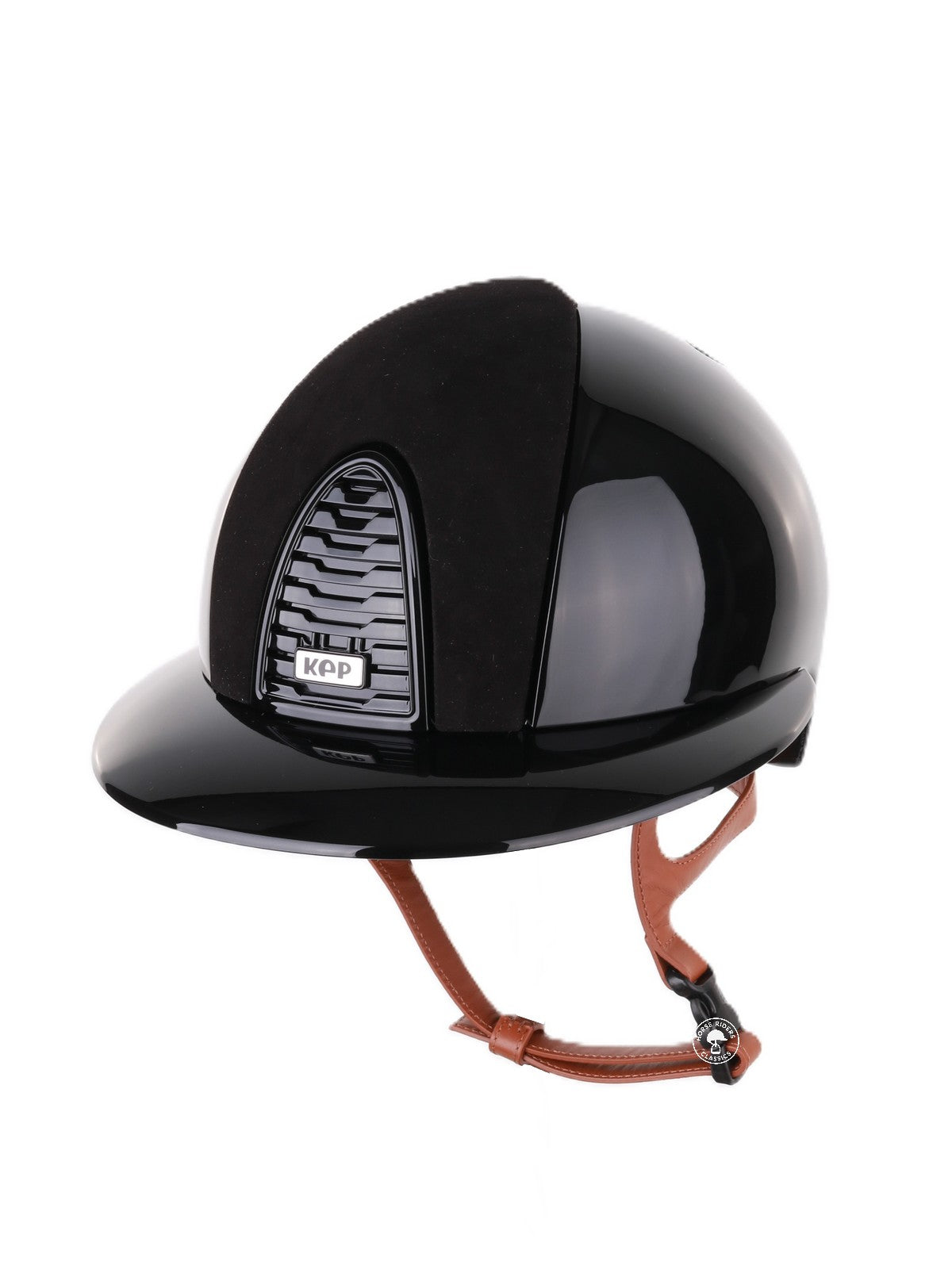 Casque Kep Italia Cromo 2.0 Polish Polo Noir Suede Insert Beige Jugulaire