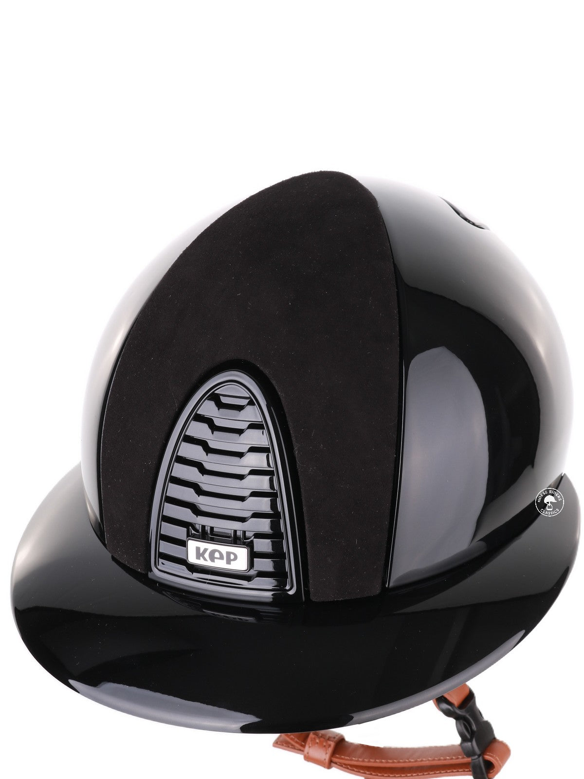 Casque Kep Italia Cromo 2.0 Polish Polo Noir Suede Insert Beige Jugulaire