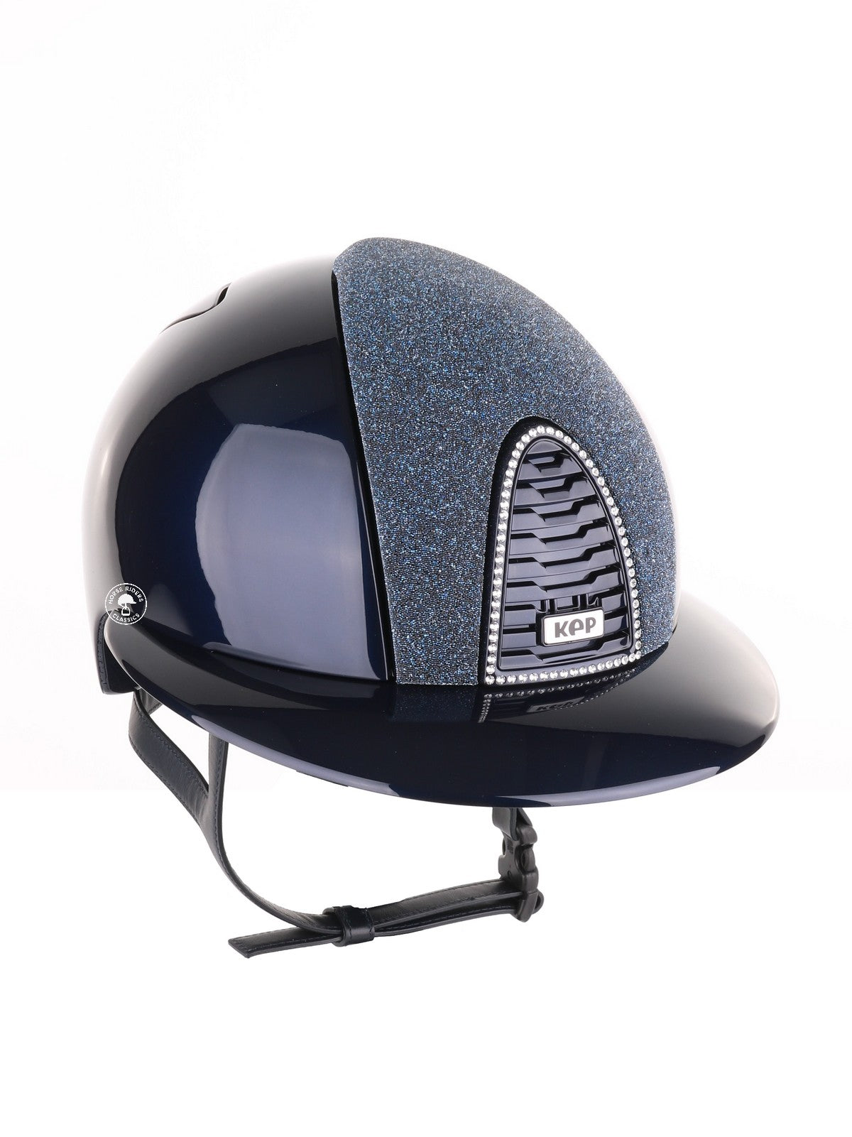 Kep Italia Paardrijhelm Cromo 2.0 Polish Polo Klep Blauw Swarovski Frame Vanity Insert