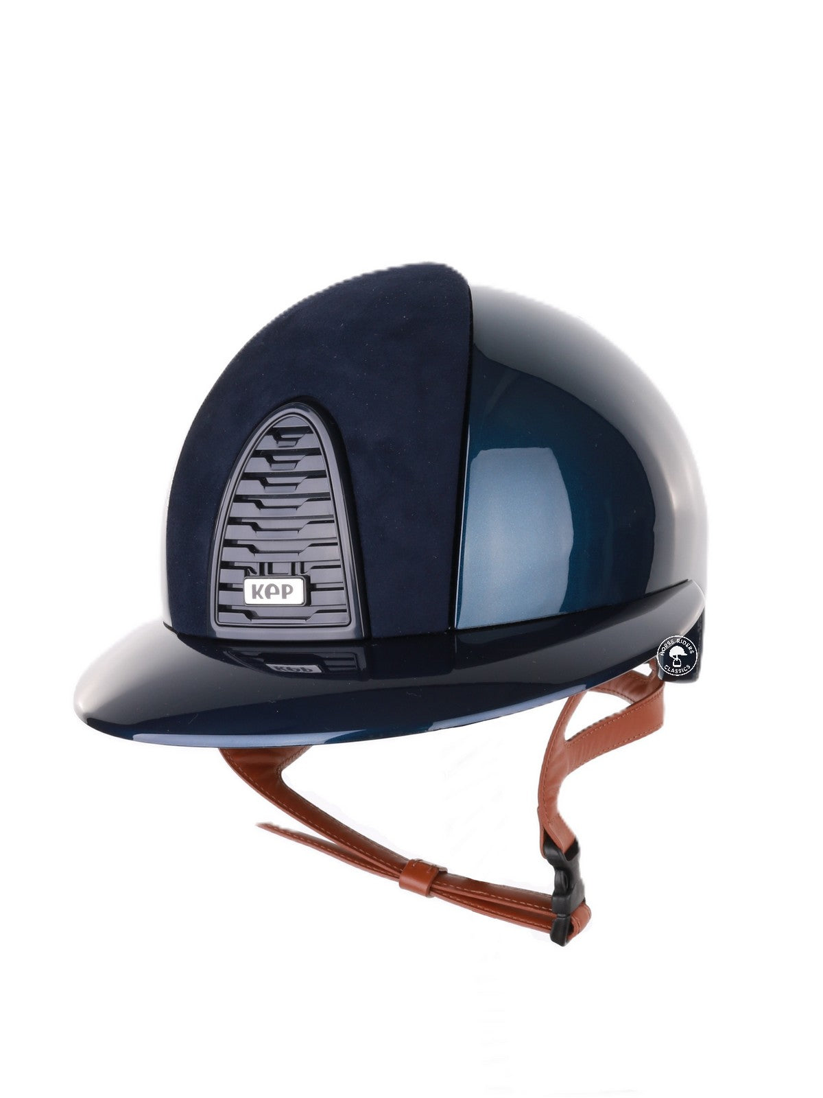 Casque Kep Italia Cromo 2.0 Shine Polo Bleu RAW Frame Suede Blue Insert Beige Jugulaire