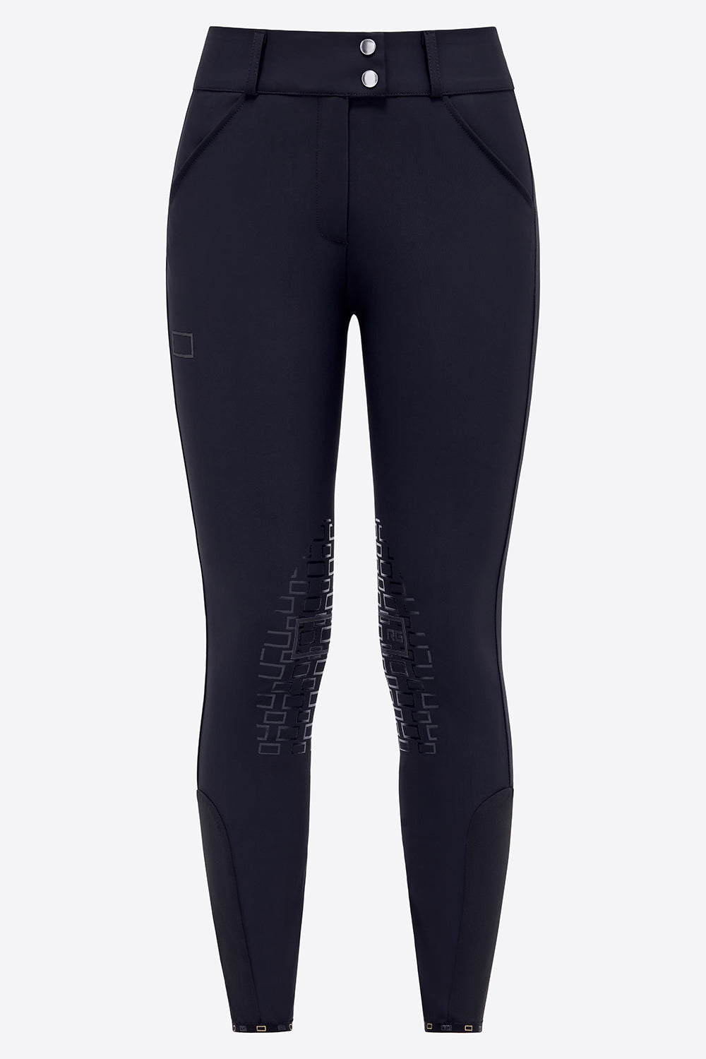 Pantalon d'équitation RG pour femmes avec grip aux genoux, taille haute, logo navy