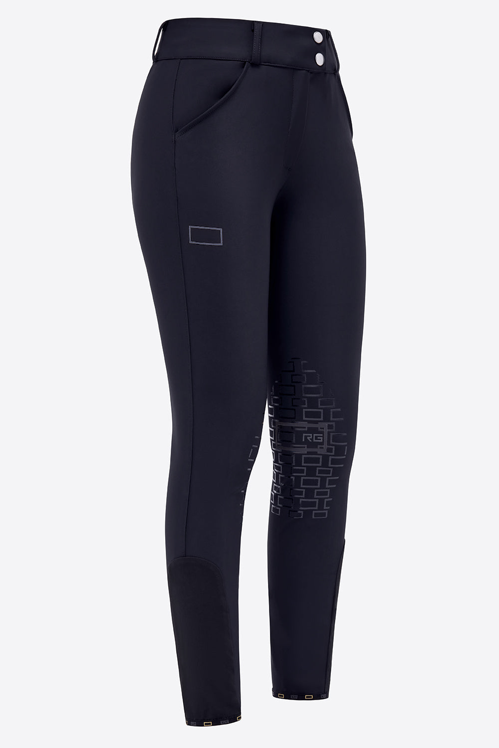 Pantalon d'équitation RG pour femmes avec grip aux genoux, taille haute, logo navy