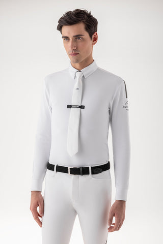 Chemise de compétition Equiline pour hommes à manches longues Coonac blanche