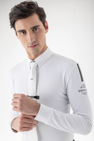 Chemise de compétition Equiline pour hommes à manches longues Coonac blanche