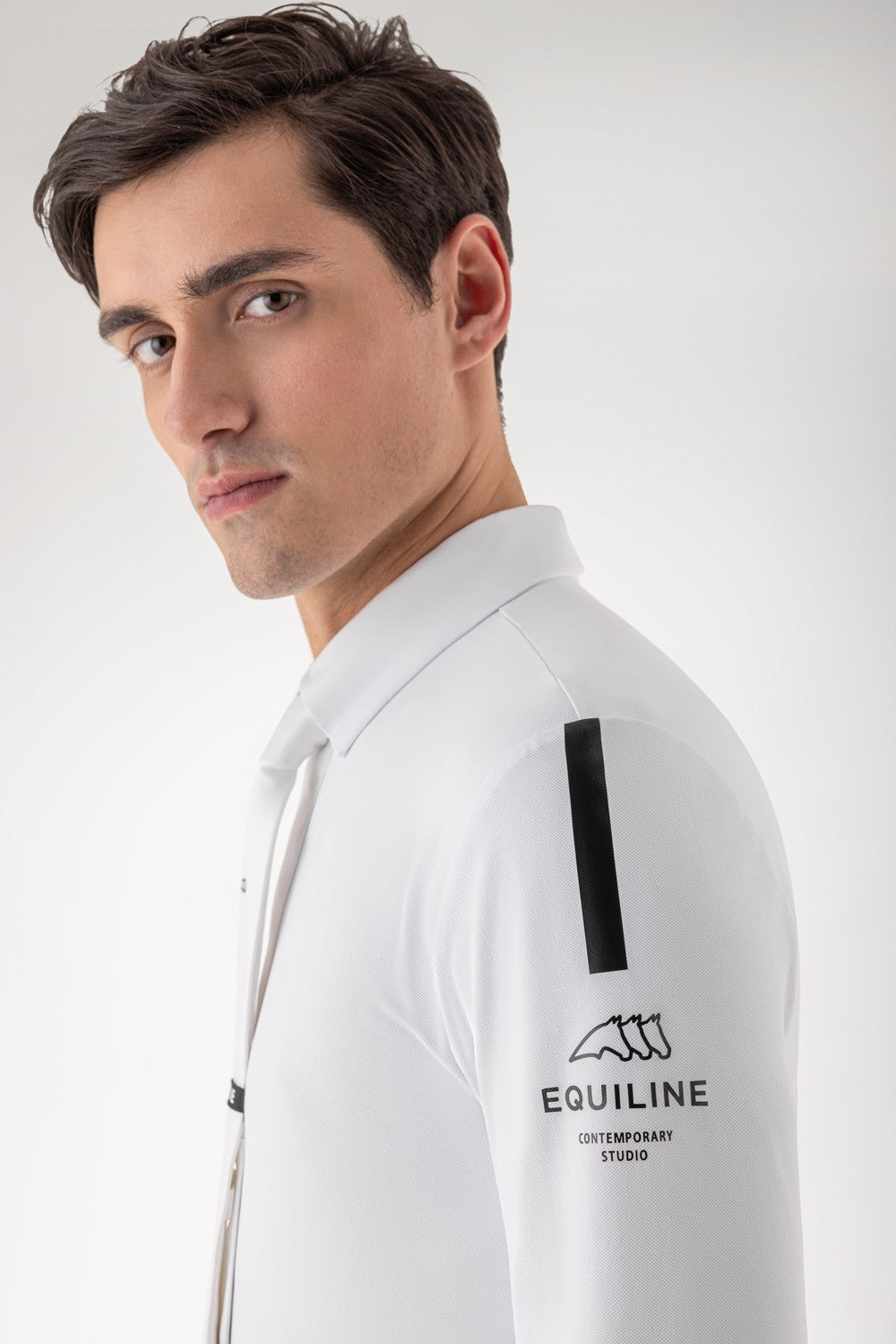 Chemise de compétition Equiline pour hommes à manches longues Coonac blanche