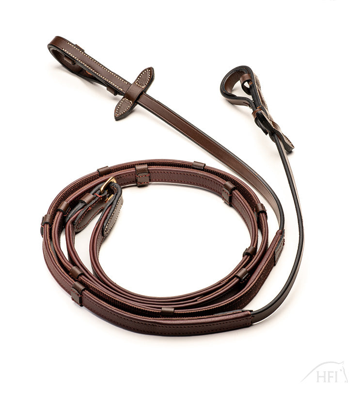Rênes Hunter HFI avec Arrêtoirs en Cuir
