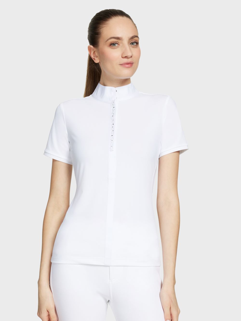 Chemise de compétition à manches courtes pour femmes Julia Intarsia blanche Samshield